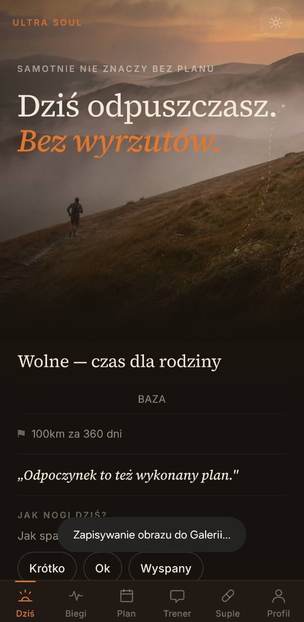 Oryginalny ekran Dziś — dzień odpoczynku, czas dla rodziny.